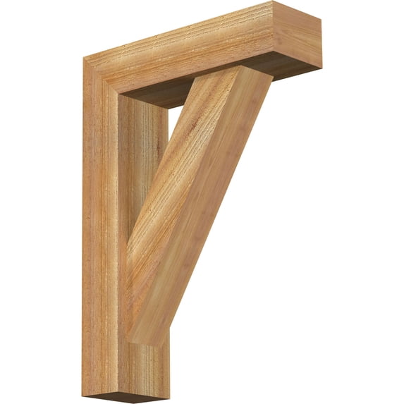 Ekena Millwork 6"W x 20"D x 28"H Traditional Block Rough Sawn Bracket w/ Offset Brace, Western Red Cedar