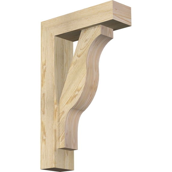 Ekena Millwork 6"W x 20"D x 32"H Funston Block Rough Sawn Bracket w/ Offset Brace, Douglas Fir