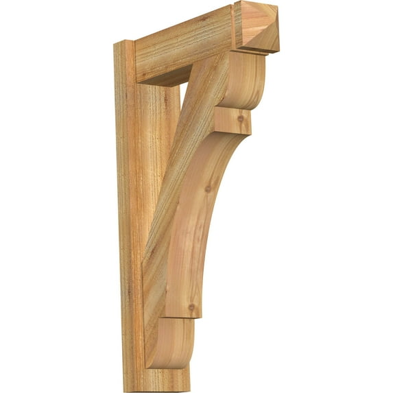 Ekena Millwork 6"W x 20"D x 32"H Olympic Rough Sawn Arts and Crafts Outlooker, Western Red Cedar