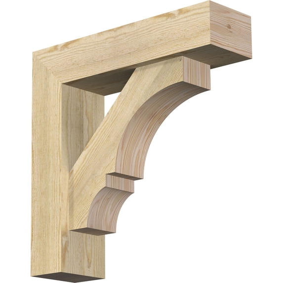 Ekena Millwork 6"W x 22"D x 22"H Balboa Block Rough Sawn Bracket w/ Offset Brace, Douglas Fir