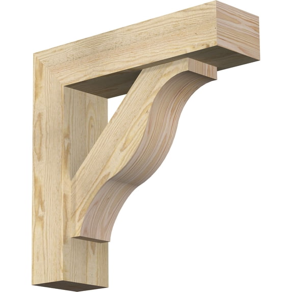 Ekena Millwork 6"W x 22"D x 22"H Funston Block Rough Sawn Bracket w/ Offset Brace, Douglas Fir