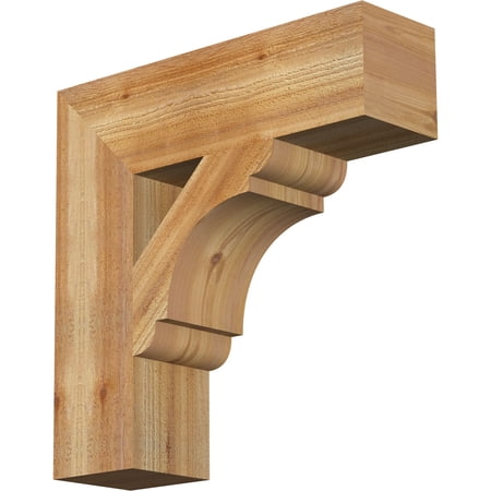 Ekena Millwork 6"W x 22"D x 22"H Olympic Block Rough Sawn Bracket, Western Red Cedar