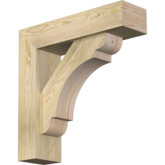 Ekena Millwork 6"W x 22"D x 22"H Olympic Block Rough Sawn Bracket w/ Offset Brace, Douglas Fir