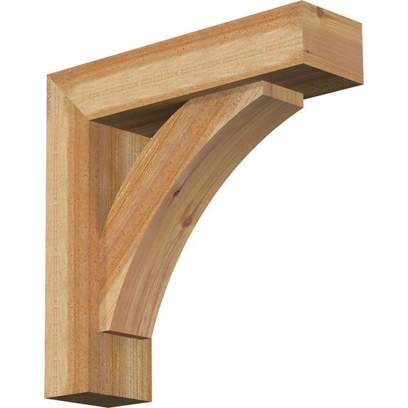 Ekena Millwork 6"W x 22"D x 22"H Thorton Block Rough Sawn Bracket w/ Offset Brace, Western Red Cedar
