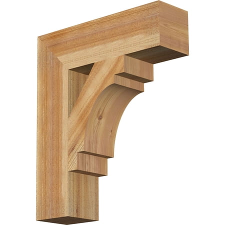 Ekena Millwork 6"W x 22"D x 26"H Merced Block Rough Sawn Bracket, Western Red Cedar