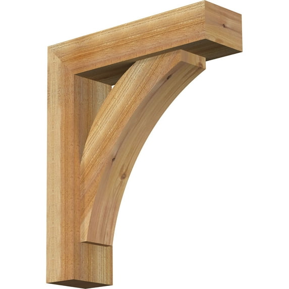Ekena Millwork 6"W x 22"D x 26"H Thorton Block Rough Sawn Bracket w/ Offset Brace, Western Red Cedar