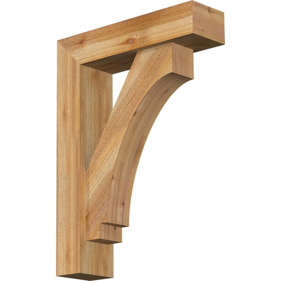 Ekena Millwork 6"W x 22"D x 30"H Imperial Block Rough Sawn Bracket w/ Offset Brace, Western Red Cedar