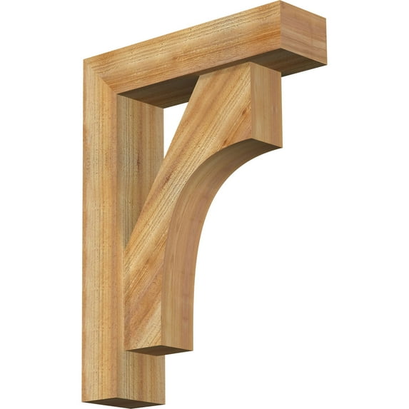 Ekena Millwork 6"W x 22"D x 30"H Westlake Block Rough Sawn Bracket w/ Offset Brace, Western Red Cedar