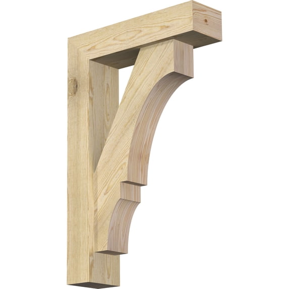 Ekena Millwork 6"W x 22"D x 34"H Balboa Block Rough Sawn Bracket w/ Offset Brace, Douglas Fir