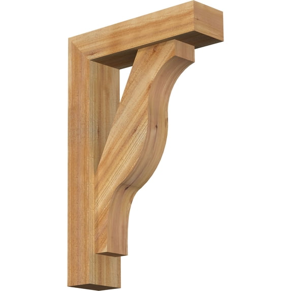 Ekena Millwork 6"W x 22"D x 34"H Funston Block Rough Sawn Bracket w/ Offset Brace, Western Red Cedar