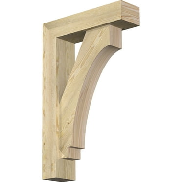 Ekena Millwork 6"W x 22"D x 34"H Imperial Block Rough Sawn Bracket w/ Offset Brace, Douglas Fir