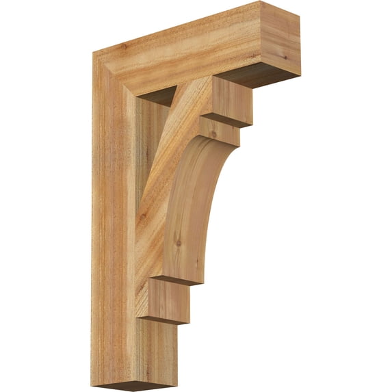 Ekena Millwork 6"W x 22"D x 34"H Merced Block Rough Sawn Bracket, Western Red Cedar