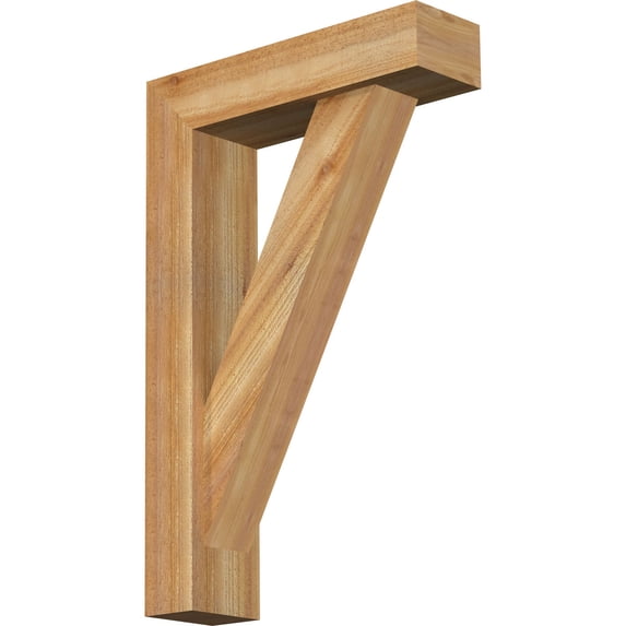 Ekena Millwork 6"W x 22"D x 34"H Traditional Block Rough Sawn Bracket w/ Offset Brace, Western Red Cedar