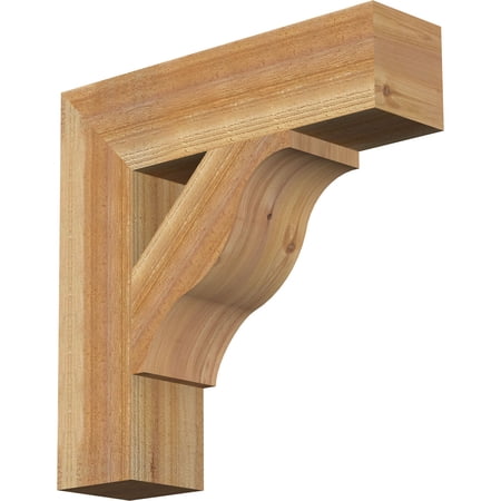 Ekena Millwork 6"W x 24"D x 24"H Funston Block Rough Sawn Bracket, Western Red Cedar
