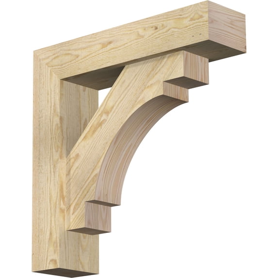 Ekena Millwork 6"W x 24"D x 24"H Merced Block Rough Sawn Bracket w/ Offset Brace, Douglas Fir