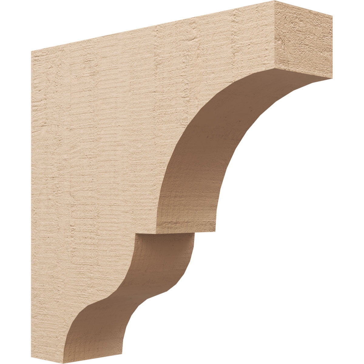 6"W x 24"D x 24"H Thin Asheboro Rough Cedar Woodgrain TimberThane Corbel, Primed Tan