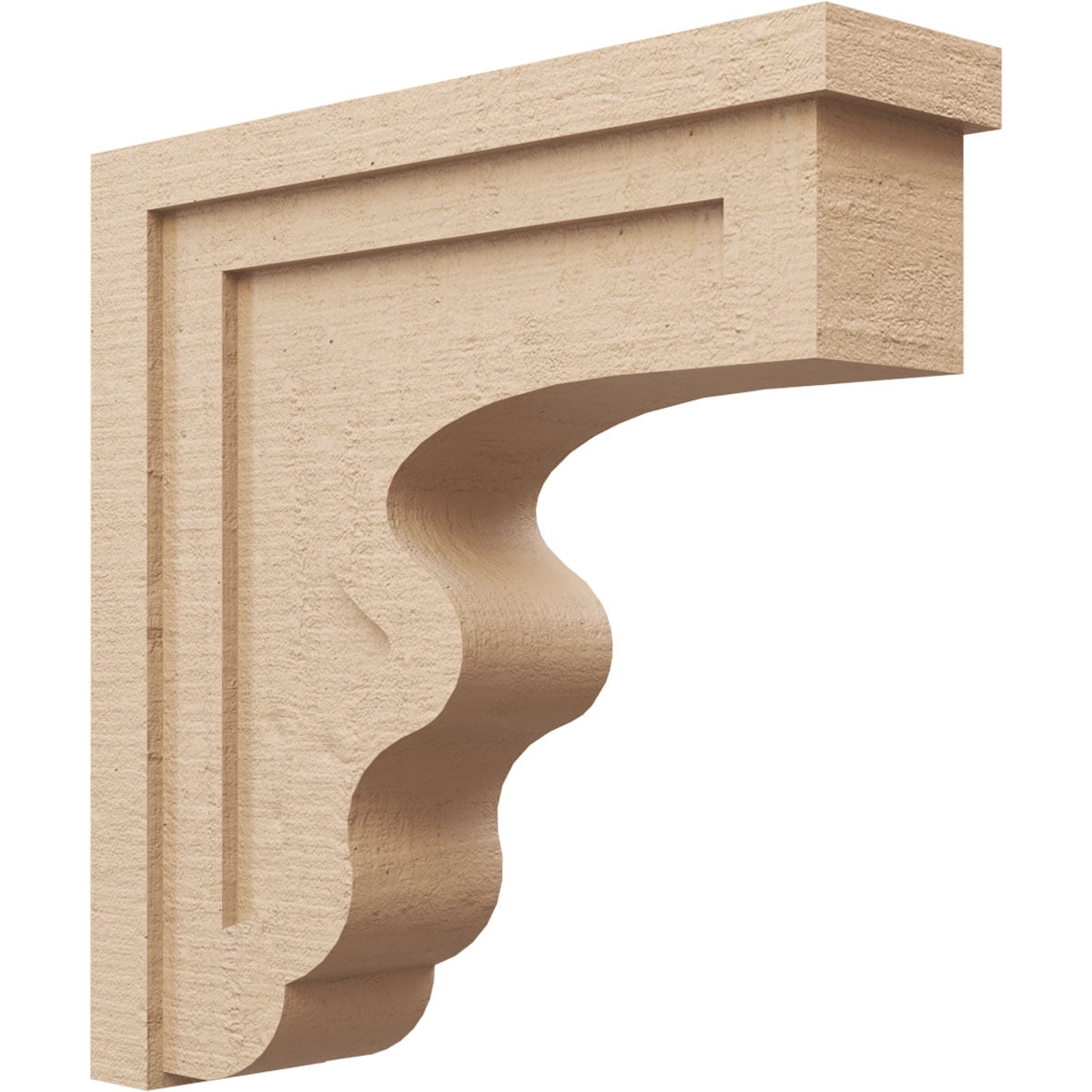 6"W x 24"D x 24"H Thin Highland Rough Cedar Woodgrain TimberThane Corbel, Primed Tan