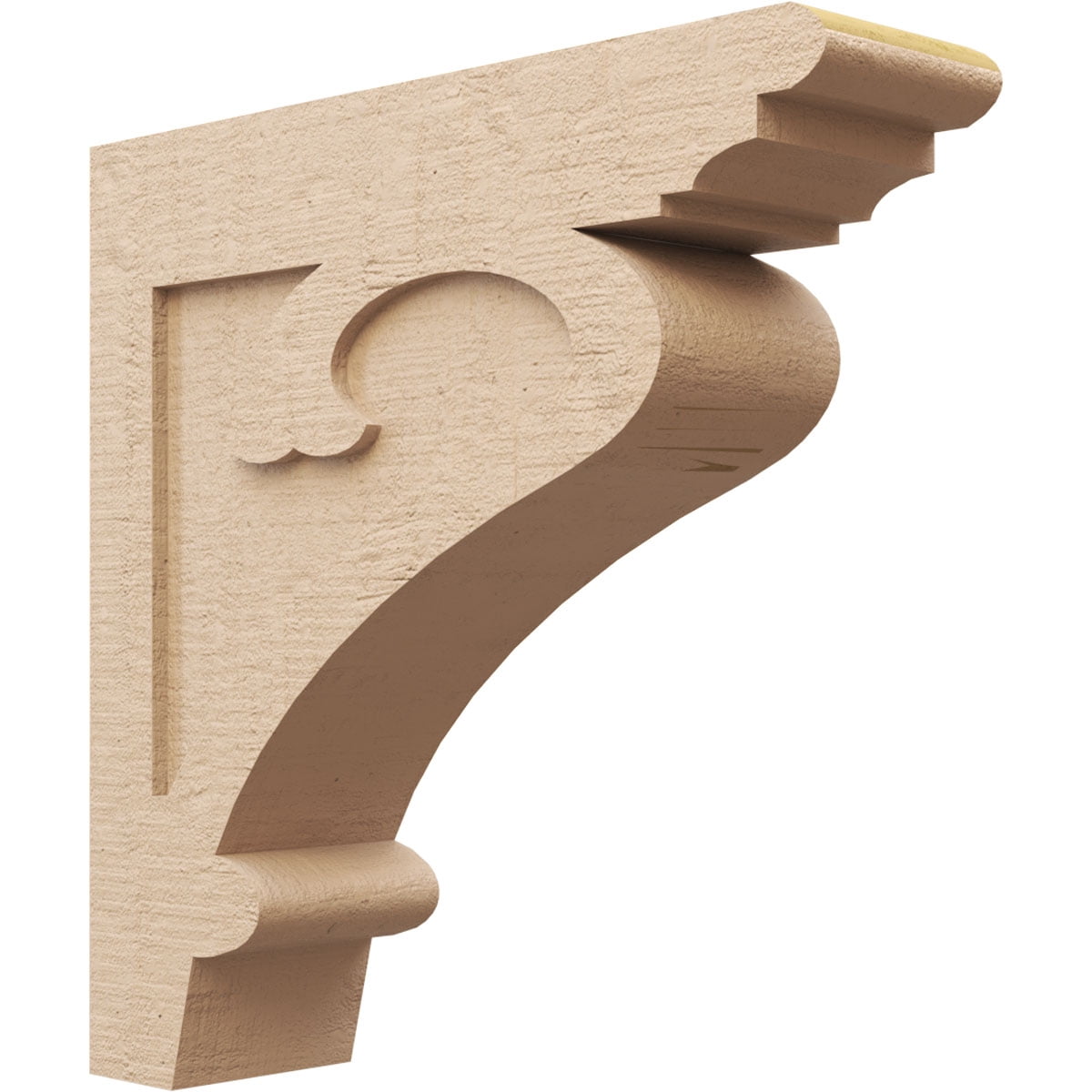 6"W x 24"D x 24"H Thin Mayflower Rough Cedar Woodgrain TimberThane Corbel, Primed Tan