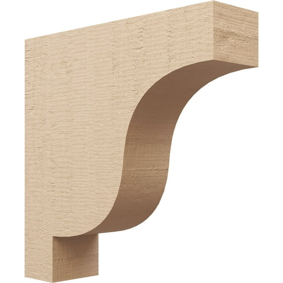 6"W x 24"D x 24"H Thin Newport Rough Cedar Woodgrain TimberThane Corbel, Primed Tan