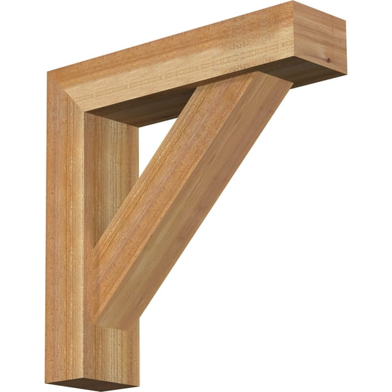 Ekena Millwork 6"W x 24"D x 24"H Traditional Block Rough Sawn Bracket w/ Offset Brace, Western Red Cedar