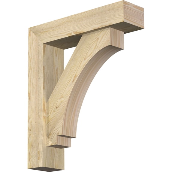 Ekena Millwork 6"W x 24"D x 28"H Imperial Block Rough Sawn Bracket w/ Offset Brace, Douglas Fir