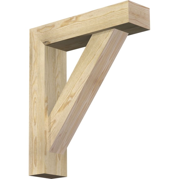 Ekena Millwork 6"W x 24"D x 28"H Traditional Block Rough Sawn Bracket w/ Offset Brace, Douglas Fir