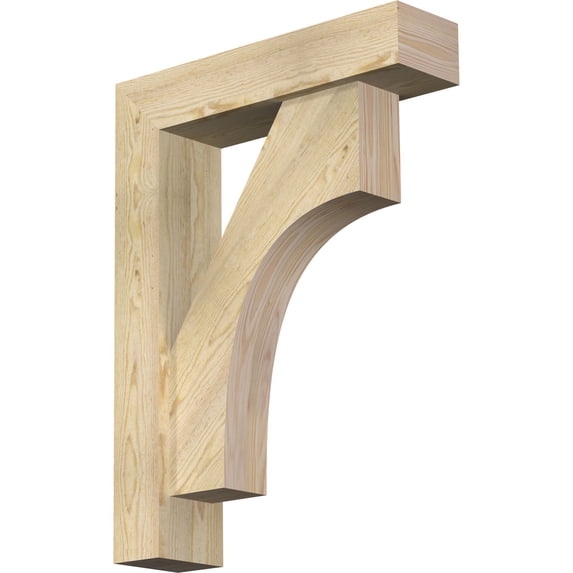 Ekena Millwork 6"W x 24"D x 32"H Westlake Block Rough Sawn Bracket w/ Offset Brace, Douglas Fir