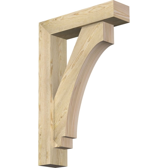 Ekena Millwork 6"W x 24"D x 36"H Imperial Block Rough Sawn Bracket w/ Offset Brace, Douglas Fir