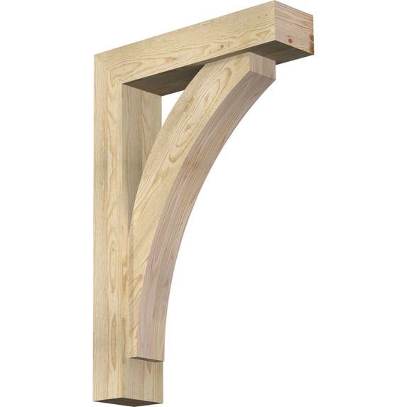 Ekena Millwork 6"W x 24"D x 36"H Thorton Block Rough Sawn Bracket w/ Offset Brace, Douglas Fir