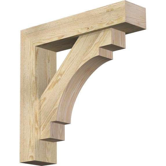 Ekena Millwork 6"W x 26"D x 26"H Merced Block Rough Sawn Bracket w/ Offset Brace, Douglas Fir