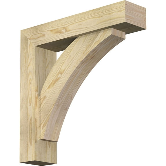 Ekena Millwork 6"W x 26"D x 26"H Thorton Block Rough Sawn Bracket w/ Offset Brace, Douglas Fir