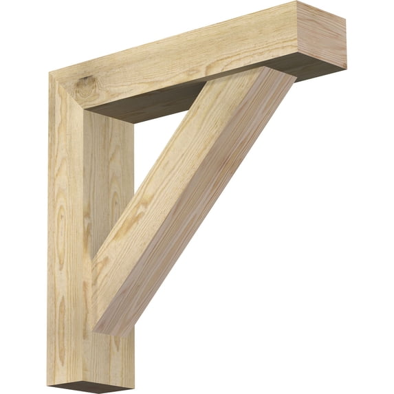 Ekena Millwork 6"W x 26"D x 26"H Traditional Block Rough Sawn Bracket w/ Offset Brace, Douglas Fir