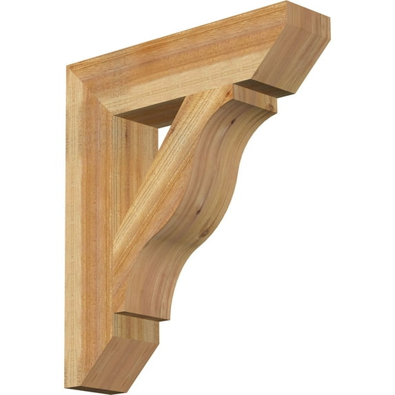 Ekena Millwork 6"W x 26"D x 30"H Funston Slat Rough Sawn Bracket, Western Red Cedar