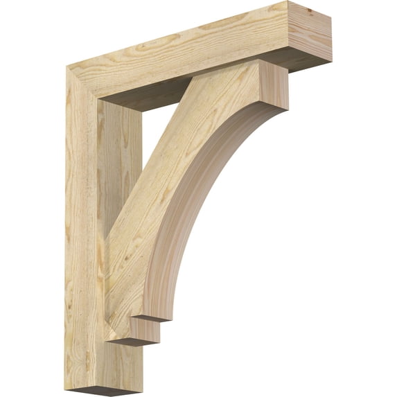 Ekena Millwork 6"W x 26"D x 30"H Imperial Block Rough Sawn Bracket w/ Offset Brace, Douglas Fir