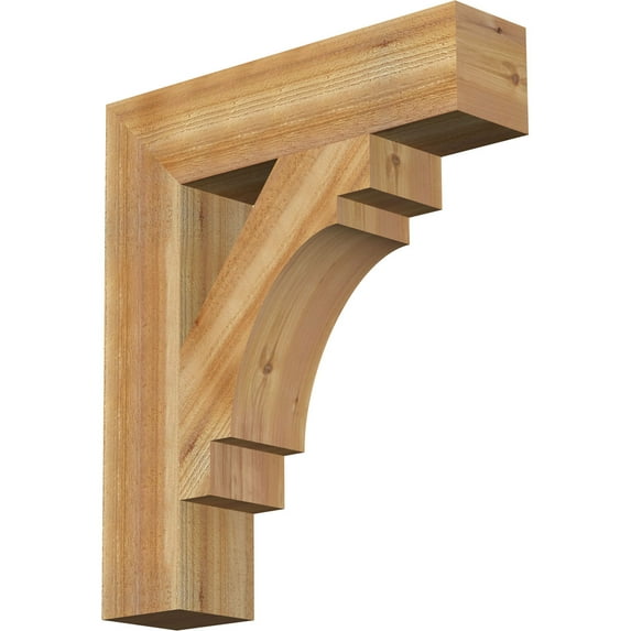 Ekena Millwork 6"W x 26"D x 30"H Merced Block Rough Sawn Bracket, Western Red Cedar