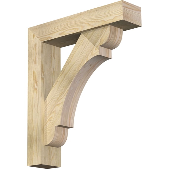 Ekena Millwork 6"W x 26"D x 30"H Olympic Block Rough Sawn Bracket w/ Offset Brace, Douglas Fir