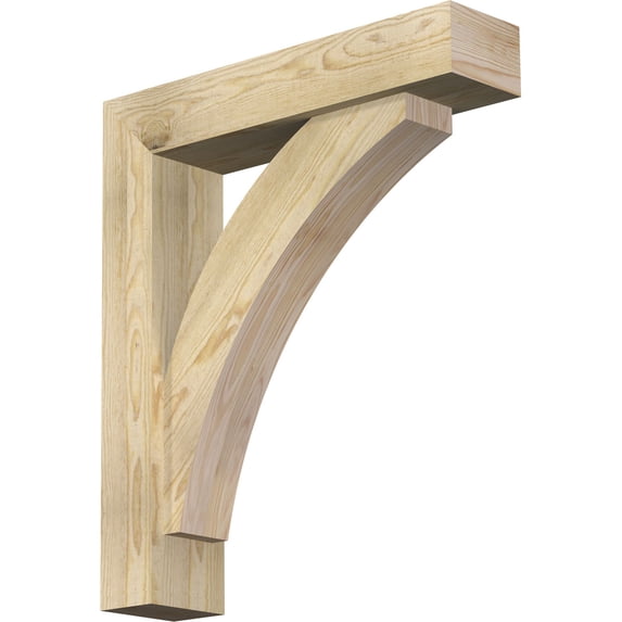 Ekena Millwork 6"W x 26"D x 30"H Thorton Block Rough Sawn Bracket w/ Offset Brace, Douglas Fir
