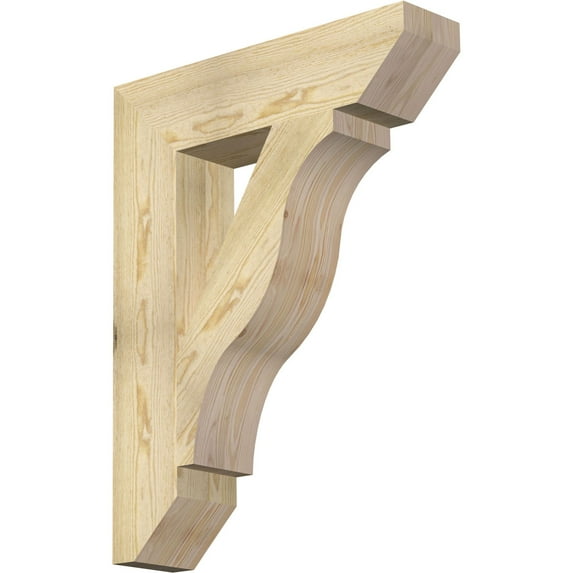 Ekena Millwork 6"W x 26"D x 34"H Funston Slat Rough Sawn Bracket, Douglas Fir