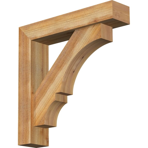 Ekena Millwork 6"W x 28"D x 28"H Balboa Block Rough Sawn Bracket w/ Offset Brace, Western Red Cedar