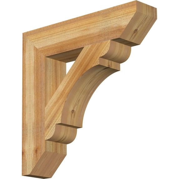 Ekena Millwork 6"W x 28"D x 28"H Olympic Slat Rough Sawn Bracket, Western Red Cedar