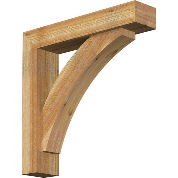 Ekena Millwork 6"W x 28"D x 28"H Thorton Block Rough Sawn Bracket w/ Offset Brace, Western Red Cedar