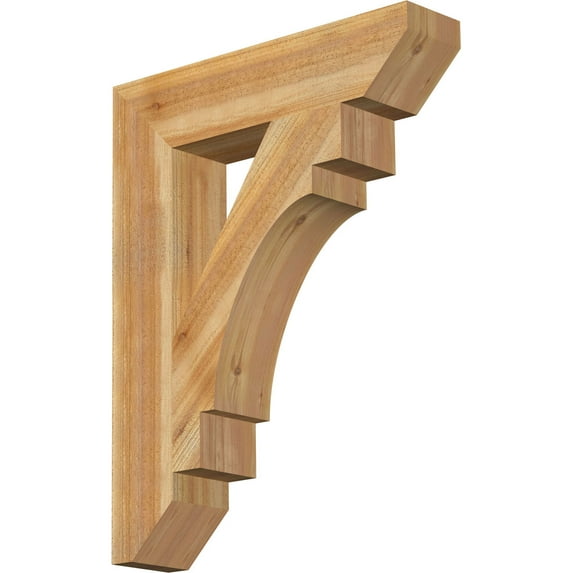 Ekena Millwork 6"W x 28"D x 36"H Merced Slat Rough Sawn Bracket, Western Red Cedar