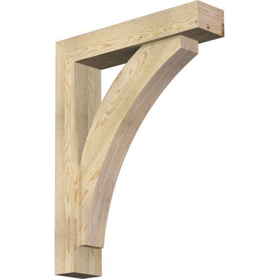 Ekena Millwork 6"W x 28"D x 36"H Thorton Block Rough Sawn Bracket w/ Offset Brace, Douglas Fir