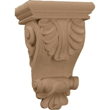 Ekena Millwork 6"W x 3 1/4"D x 8 1/4"H Thin Acanthus Leaf Corbel, Lindenwood