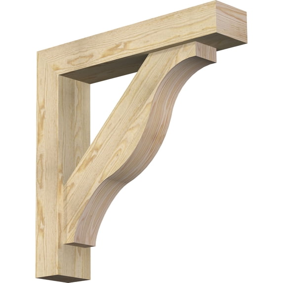 Ekena Millwork 6"W x 30"D x 30"H Funston Block Rough Sawn Bracket w/ Offset Brace, Douglas Fir