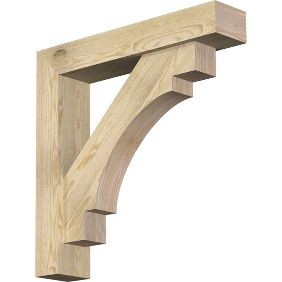 Ekena Millwork 6"W x 30"D x 30"H Merced Block Rough Sawn Bracket w/ Offset Brace, Douglas Fir