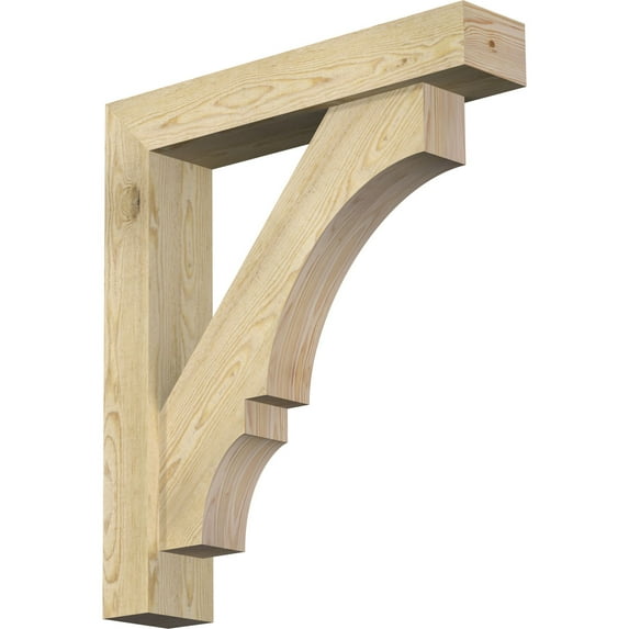 Ekena Millwork 6"W x 30"D x 34"H Balboa Block Rough Sawn Bracket w/ Offset Brace, Douglas Fir