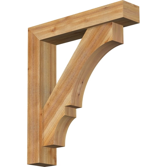 Ekena Millwork 6"W x 30"D x 34"H Balboa Block Rough Sawn Bracket w/ Offset Brace, Western Red Cedar