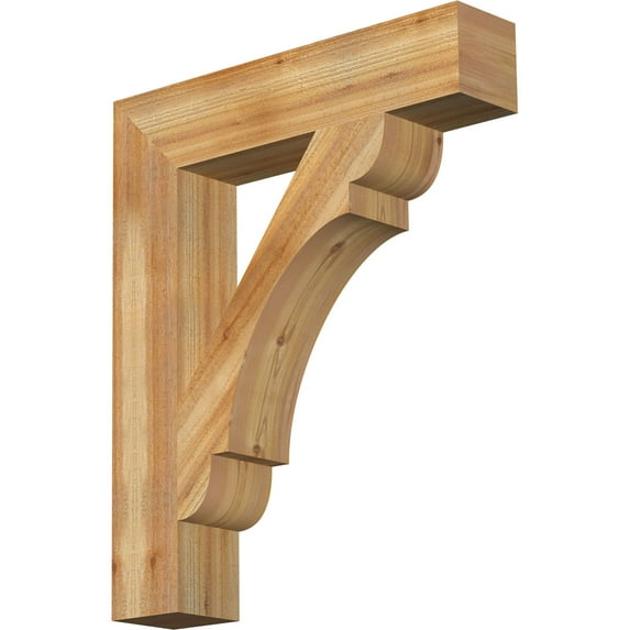 Ekena Millwork 6"W x 30"D x 36"H Olympic Block Rough Sawn Bracket, Western Red Cedar