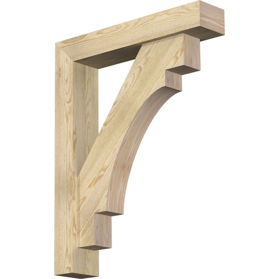 Ekena Millwork 6"W x 30"D x 38"H Merced Block Rough Sawn Bracket w/ Offset Brace, Douglas Fir